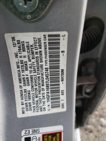 Photo 10 from auction – 2007 HONDA CIVIC EX with VIN 1HGFA16897L045748