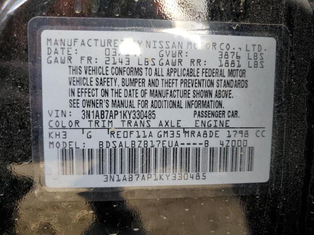 Photo 10 from auction – 2019 NISSAN SENTRA S with VIN 3N1AB7AP1KY330485
