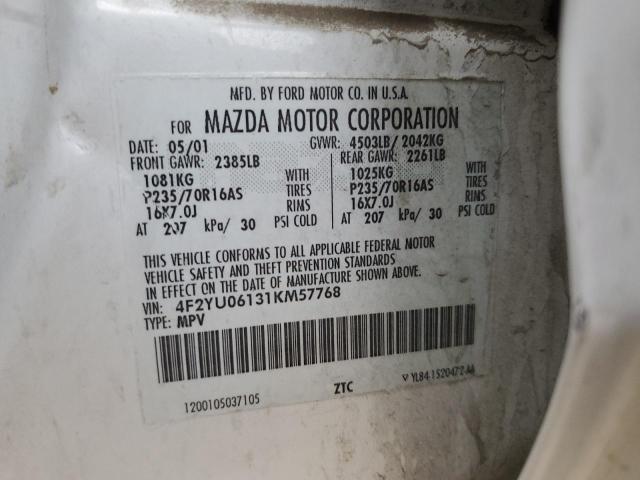 Photo 10 from auction – 2001 MAZDA TRIBUTE DX with VIN 4F2YU06131KM57768