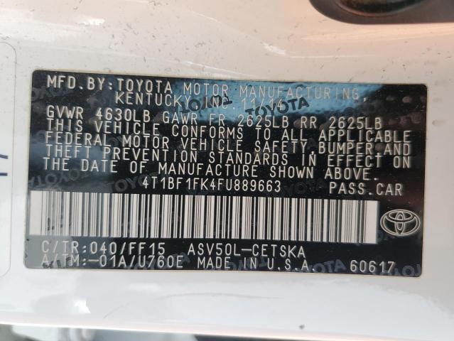 Photo 10 from auction – 2015 TOYOTA CAMRY LE with VIN 4T1BF1FK4FU889663