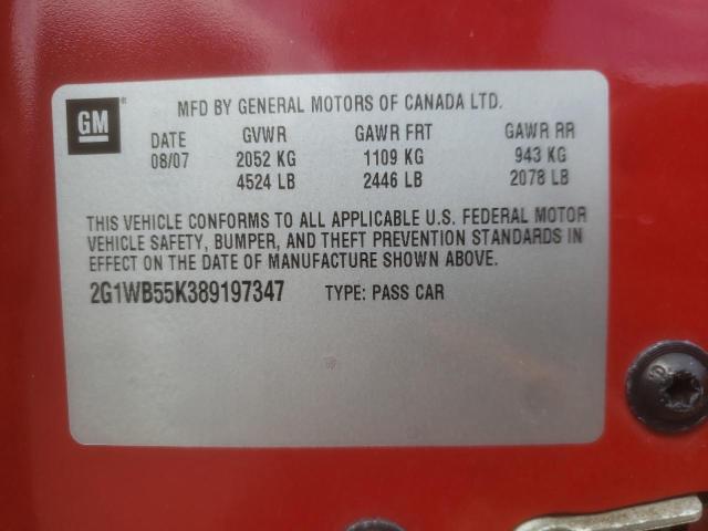 Photo 10 from auction – 2008 CHEVROLET IMPALA LS with VIN 2G1WB55K389197347