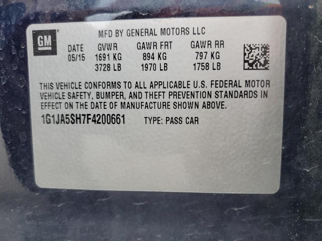 Photo 10 from auction – 2015 CHEVROLET SONIC LS with VIN 1G1JA5SH7F4200661