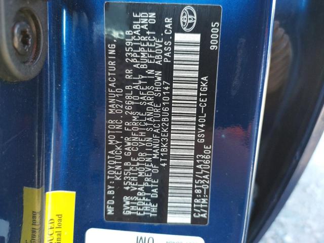 Photo 10 from auction – 2011 TOYOTA CAMRY SE with VIN 4T1BK3EK2BU610147