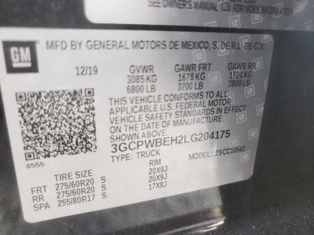 Photo 10 from auction – 2020 CHEVROLET SILVERADO with VIN 3GCPWBEH2LG204175