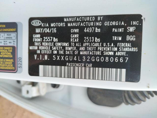 Photo 10 from auction – 2016 KIA OPTIMA EX with VIN 5XXGU4L32GG080667