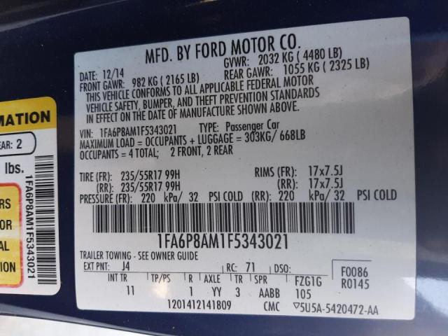 Photo 10 from auction – 2015 FORD MUSTANG with VIN 1FA6P8AM1F5343021