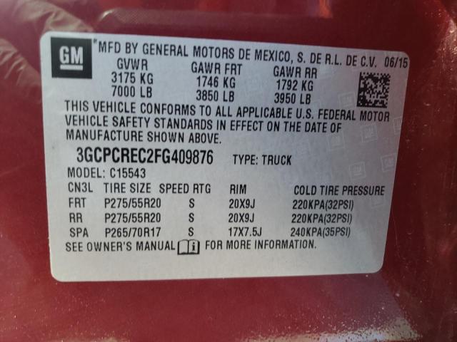 Photo 10 from auction – 2015 CHEVROLET SILVERADO with VIN 3GCPCREC2FG409876