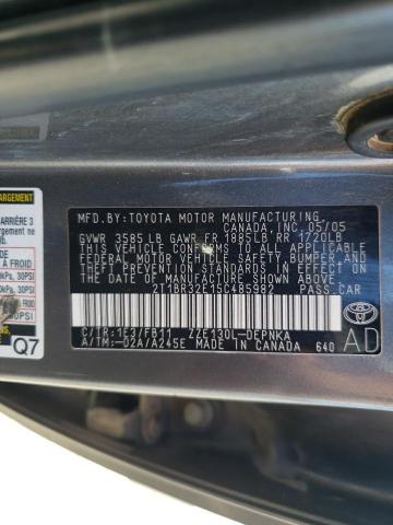 Photo 10 from auction – 2005 TOYOTA COROLLA CE with VIN 2T1BR32E15C485982