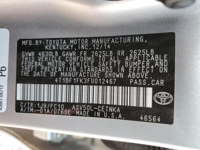 Photo 10 from auction – 2015 TOYOTA CAMRY LE with VIN 4T1BF1FK3FU012467