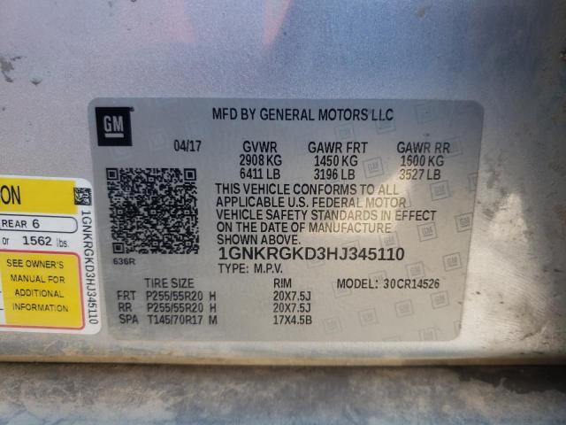 Photo 10 from auction – 2017 CHEVROLET TRAVERSE L with VIN 1GNKRGKD3HJ345110