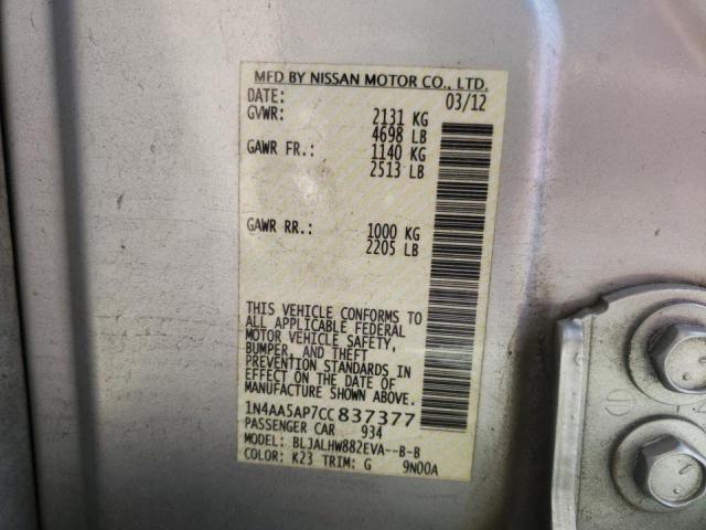 Photo 10 from auction – 2012 NISSAN MAXIMA S with VIN 1N4AA5AP7CC837377