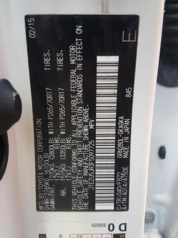 Photo 10 from auction – 2015 TOYOTA 4RUNNER SR with VIN JTEZU5JR3F5097725