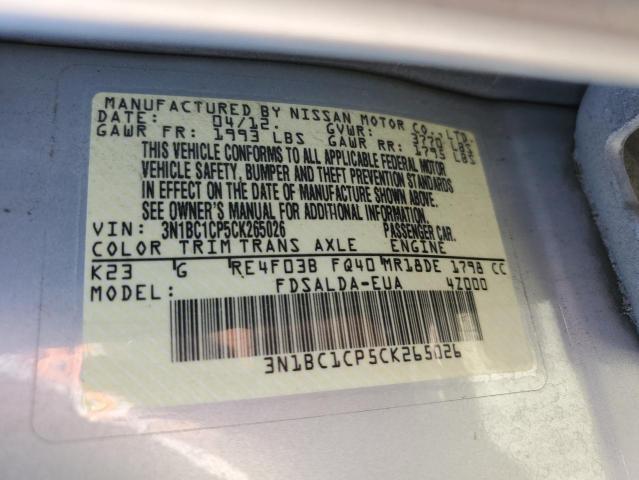 Photo 10 from auction – 2012 NISSAN VERSA S with VIN 3N1BC1CP5CK265026