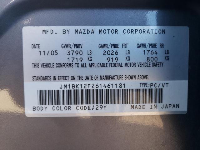 Photo 10 from auction – 2006 MAZDA 3 I with VIN JM1BK12F261461181