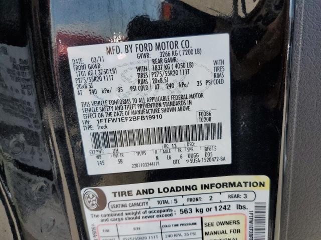 Photo 10 from auction – 2011 FORD F150 SUPER with VIN 1FTFW1EF2BFB19910