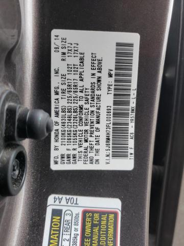 Photo 10 from auction – 2015 HONDA CR-V EXL with VIN 5J6RM4H73FL000693