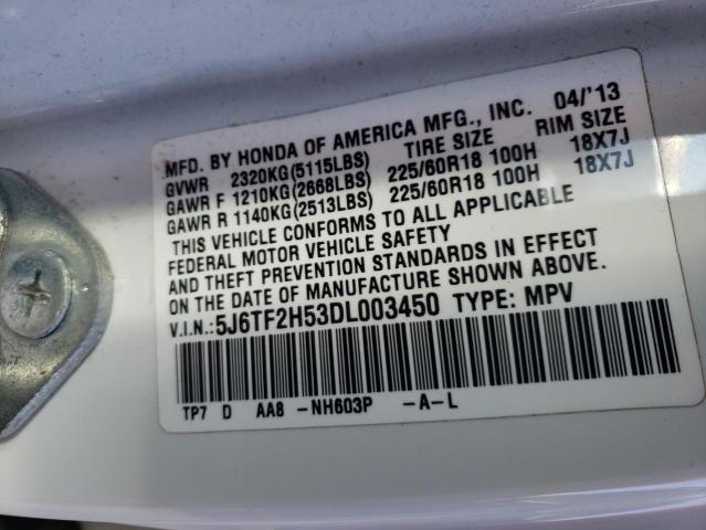 Photo 10 from auction – 2013 HONDA CROSSTOUR with VIN 5J6TF2H53DL003450