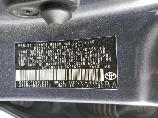 Photo 10 from auction – 2017 TOYOTA COROLLA L with VIN 5YFBURHE1HP636624