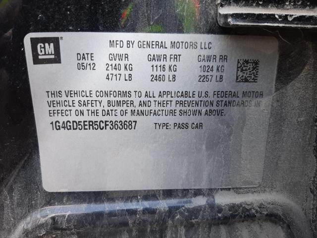 Photo 10 from auction – 2012 BUICK LACROSSE P with VIN 1G4GD5ER5CF363687