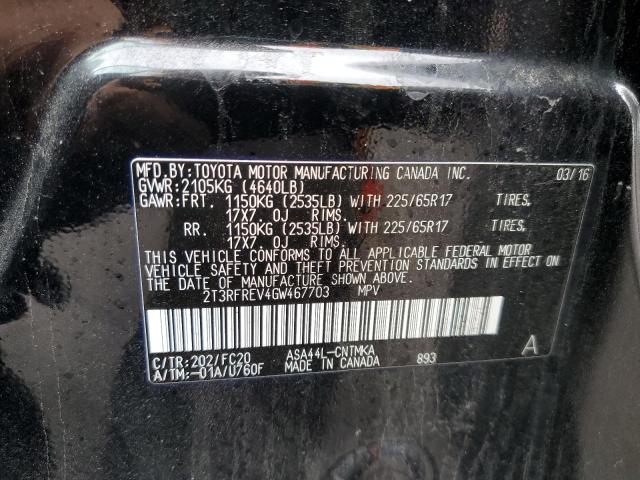 Photo 10 from auction – 2016 TOYOTA RAV4 XLE with VIN 2T3RFREV4GW467703