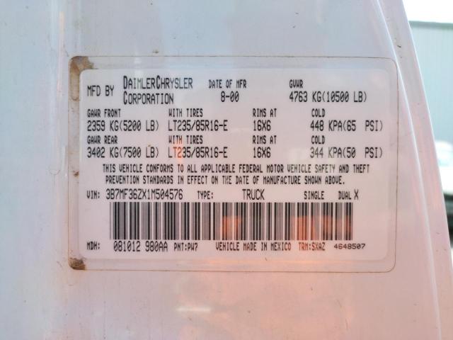 Photo 10 from auction – 2001 DODGE RAM 3500 with VIN 3B7MF36ZX1M504576