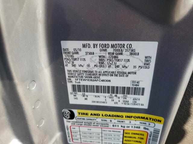 Photo 10 from auction – 2010 FORD F150 SUPER with VIN 1FTEW1E82AFC48306