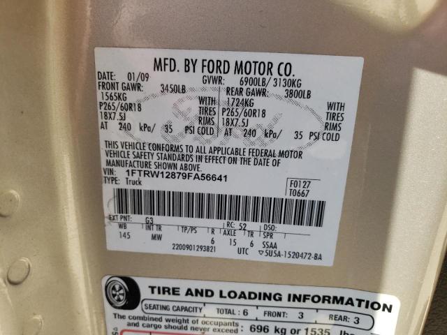 Photo 10 from auction – 2009 FORD F150 SUPER with VIN 1FTRW12879FA56641