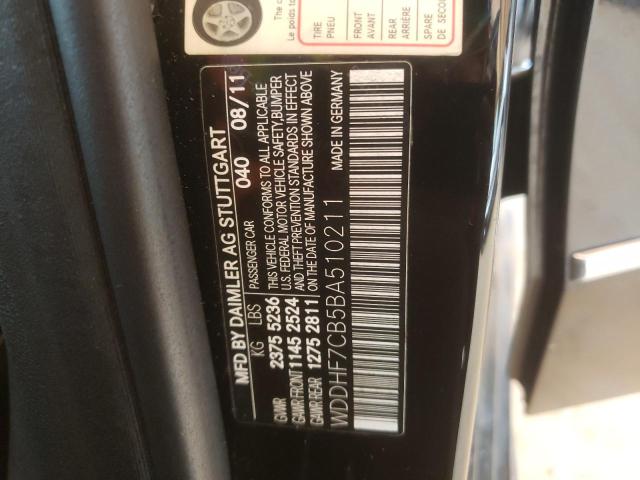 Photo 10 from auction – 2011 MERCEDES-BENZ E 550 with VIN WDDHF7CB5BA510211