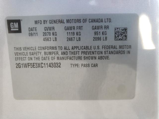 Photo 10 from auction – 2012 CHEVROLET IMPALA LS with VIN 2G1WF5E3XC1143032