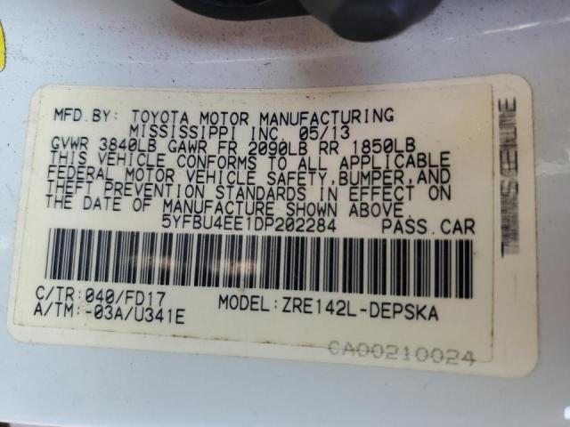 Photo 10 from auction – 2013 TOYOTA COROLLA BA with VIN 5YFBU4EE1DP202284