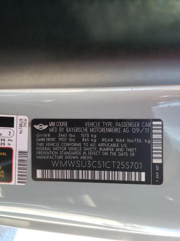 Photo 10 from auction – 2012 MINI COOPER with VIN WMWSU3C51CT255701