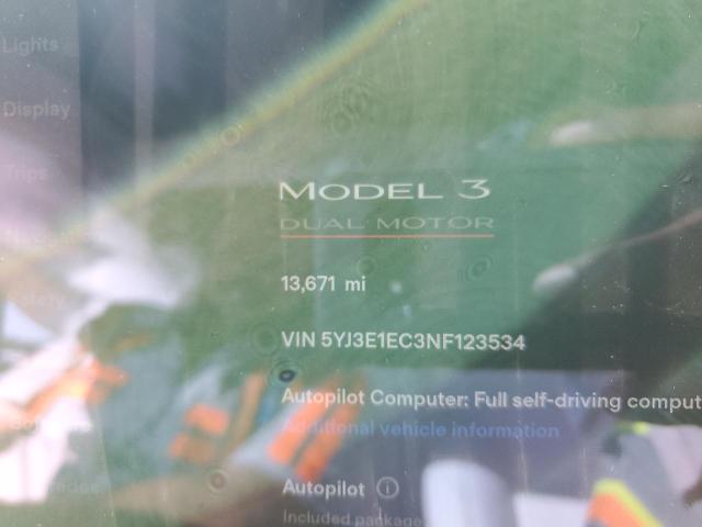 Photo 8 from auction – 2022 TESLA MODEL 3 with VIN 5YJ3E1EC3NF123534