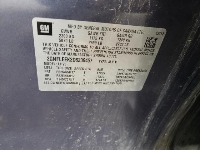 Photo 10 from auction – 2013 CHEVROLET EQUINOX LT with VIN 2GNFLEEK2D6236467