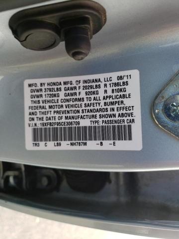 Photo 10 from auction – 2012 HONDA CIVIC EXL with VIN 19XFB2F95CE306709