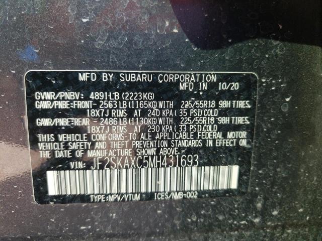 Photo 10 from auction – 2021 SUBARU FORESTER T with VIN JF2SKAXC5MH431693