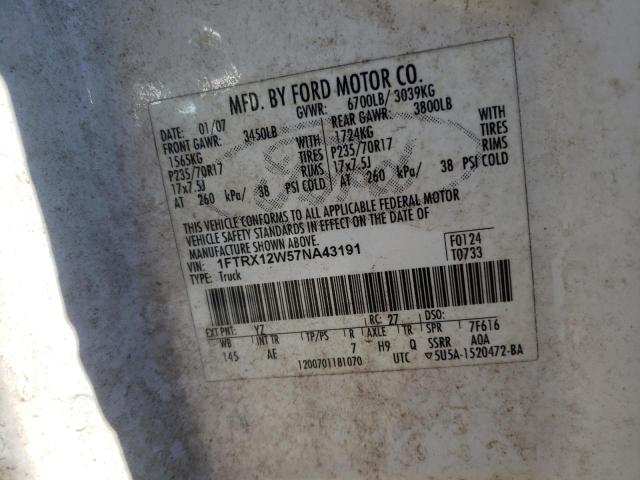 Photo 10 from auction – 2007 FORD F150 with VIN 1FTRX12W57NA43191