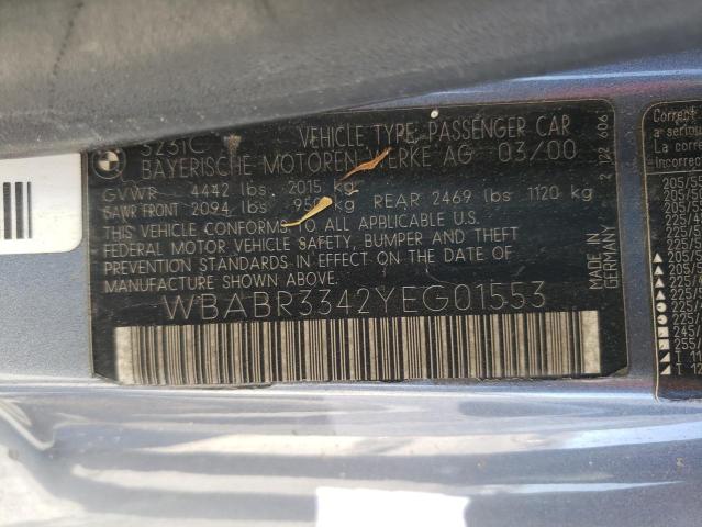 Photo 10 from auction – 2000 BMW 323 CI with VIN WBABR3342YEG01553