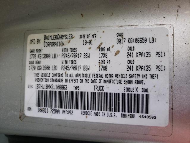 Photo 10 from auction – 2002 DODGE RAM 1500 with VIN 1B7HU18NX2J108863