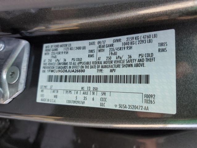 Photo 10 from auction – 2018 FORD ESCAPE SE with VIN 1FMCU9GD8JUA26690