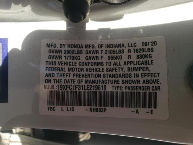 Photo 10 from auction – 2020 HONDA CIVIC EX with VIN 19XFC1F31LE219618