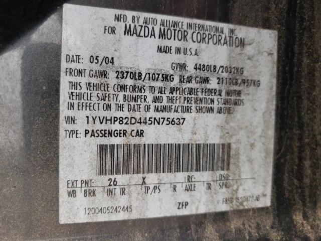 Photo 10 from auction – 2004 MAZDA MAZDA6S with VIN 1YVHP82D445N75637