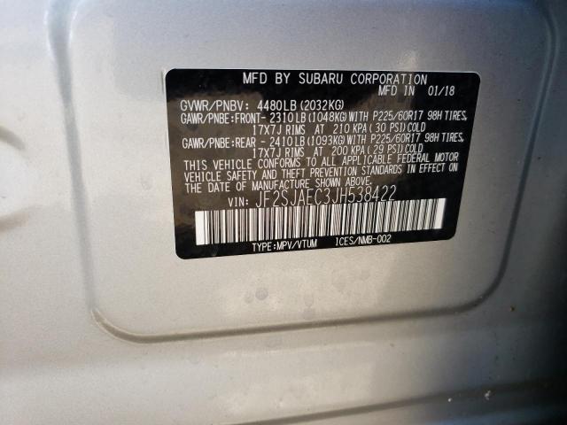 Photo 10 from auction – 2018 SUBARU FORESTER 2 with VIN JF2SJAEC3JH538422