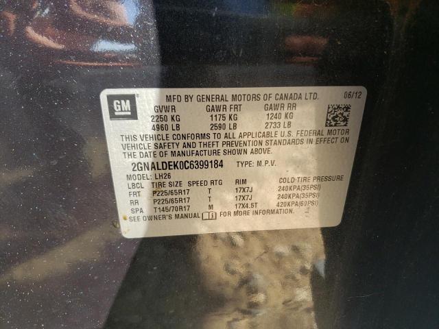 Photo 10 from auction – 2012 CHEVROLET EQUINOX LT with VIN 2GNALDEK0C6399184