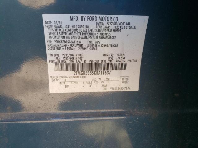 Photo 10 from auction – 2016 FORD FLEX LIMIT with VIN 2FMGK5B85GBA11637