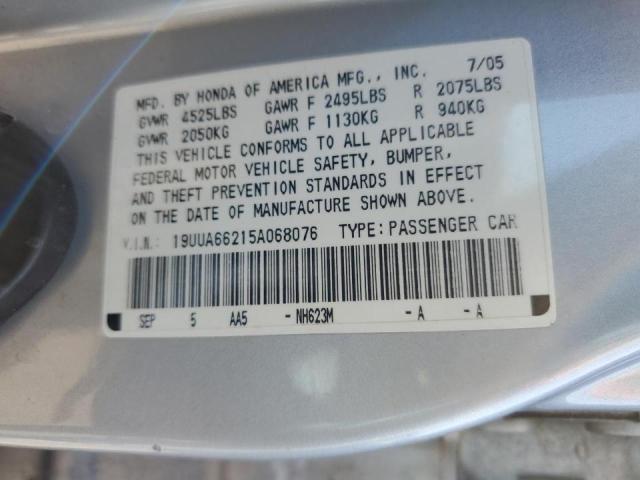 Photo 10 from auction – 2005 ACURA TL with VIN 19UUA66215A068076