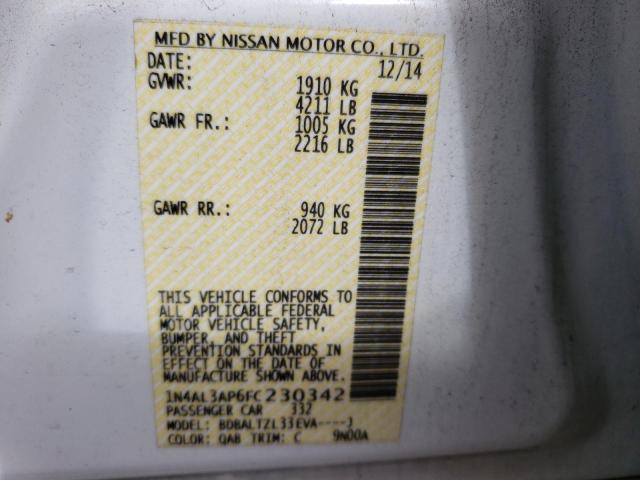 Photo 10 from auction – 2015 NISSAN ALTIMA 2.5 with VIN 1N4AL3AP6FC230342