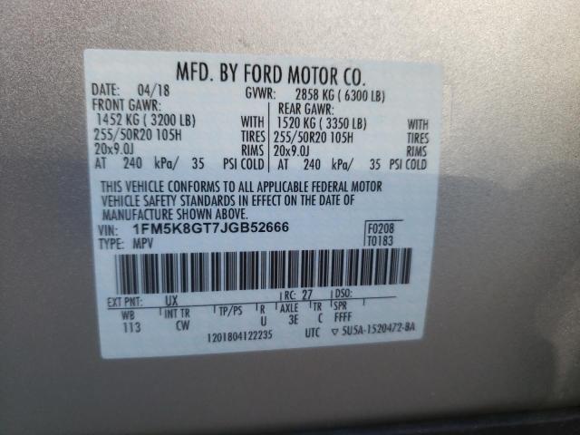 Photo 10 from auction – 2018 FORD EXPLORER S with VIN 1FM5K8GT7JGB52666
