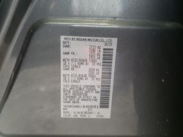 Photo 10 from auction – 2020 NISSAN PATHFINDER with VIN 5N1DR2AN0LC640091