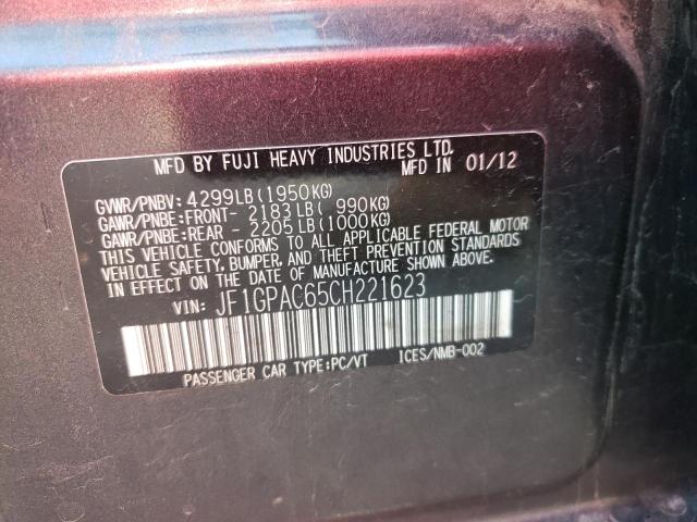 Photo 10 from auction – 2012 SUBARU IMPREZA PR with VIN JF1GPAC65CH221623
