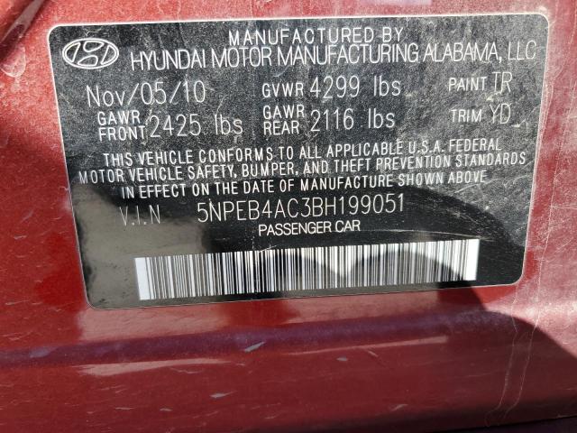 Photo 10 from auction – 2011 HYUNDAI SONATA GLS with VIN 5NPEB4AC3BH199051
